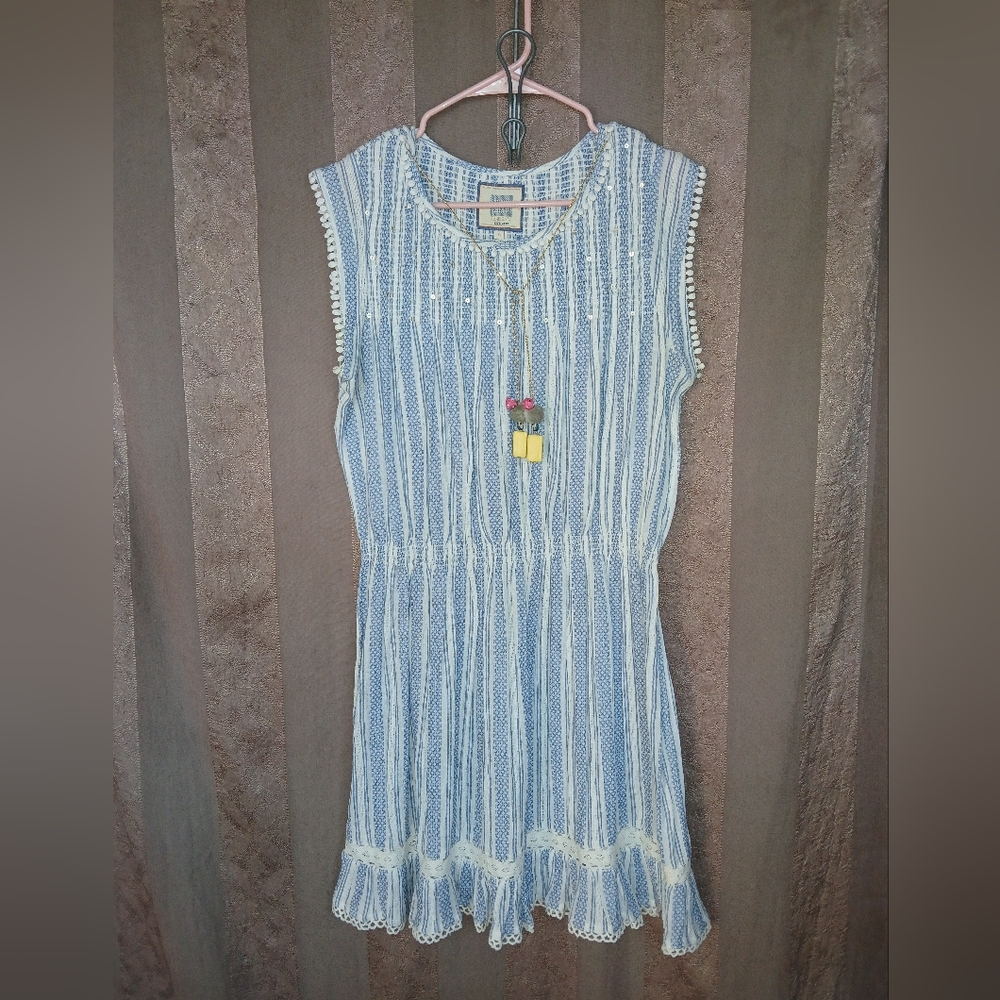 💎 BELL by Alicia Girls Blue Striped Kids  Blue and White Striped Dress #0056